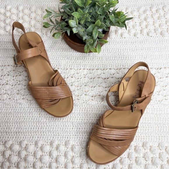 KORKS BY KORK EASE Women’s 10 Martinique Platform Wedge Sandal Leather Tan Boho - Picture 2 of 13